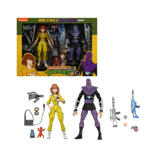 Neca - Teenage Mutant Ninja Turtles Set – April O´Neil VS. Footsoldier (Bashed) Fig. Articuladas 7 pulg
